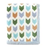 Hudson Baby Print Coral Fleece Blanket, Blue Chevron by BabyVision