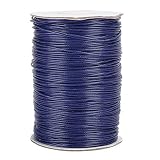 ロウ引き糸 1mm 160m ワックスコード レザークラフト用 手縫い糸 ネイビー ナイロン製 光沢 弾力性 DIY 手芸
