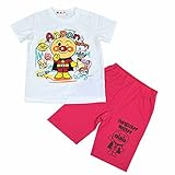 アンパンマン Tスーツ 半袖　Tシャツ　ハーフパンツ プリント バイキンマン ドキンちゃん 夏物 fpo-ha2633 95cm ホワイト/ピンク
