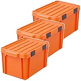 アイリスオーヤマ 職人の車載ラック 専用 密閉バックルコンテナ 3個セット MBR-21 オレンジ／ブラック