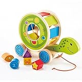 Shape Sorter Turtle Pull Along Toy by Hape - 5 Shape Blocks, New Patterns, Colors and Designs (EXCLU