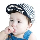 Spinas(スピナス) キッズ ベビー 帽子 キャップ ロゴ NY ニューヨーク つば かわいい 日よけ UVカット 熱中症 防止 おでかけ 男の子 女の子 全3色 ブルー レッド ピンク (ブルー