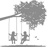 1 ツリーのスィングのビニールの壁ステッカーの家の装飾の赤ん坊部屋のアートデカールで子供のピース