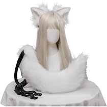 Amazon.co.jp: 狼 コスプレ 耳 しっぽ ケモ耳 キツネ ハロウィン 白