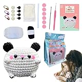 キッズかぎ針編みキット、初心者向けかぎ針編みスターターキット - 初心者向けかぎ針編みスターターキット糸編みキット付きのかぎ針編み初心者キット,ステップバイステップの子犬人形編み物セット 車のキー用の小さなクラフトキーホルダーペンダント