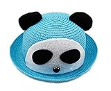 アウトドアスポーツ 日焼け防止 ＵＶカット韓国大人気 通気 草編み 春夏 日よけ帽・麦わら帽子・キャップ・可愛いハット、赤ちゃん＆子供用、スカイブルー ベア