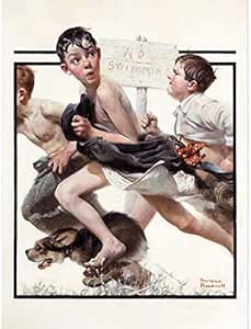 Amazon Co Jp ポスター ノーマンロックウェルスイミングなし A3サイズ インテリア 壁紙用 絵画 アート 壁紙ポスター Diy 工具 ガーデン