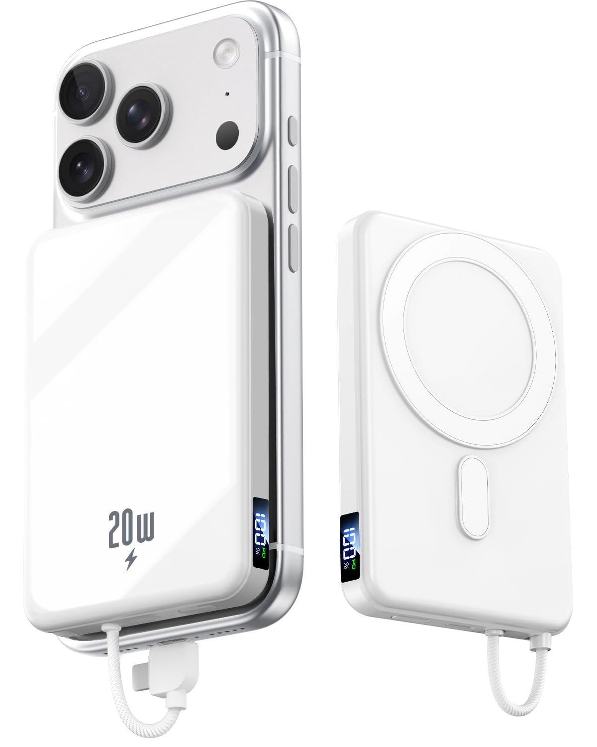 【63%OFF】【999円】 golioklsy 20000mAh 超極薄 20W急速充電 2in1ケーブル付き モバイルバッテリー