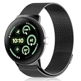 [SeGinn] Google Pixel Watch 4/3 45mm 対応 バンド ファッション 磁気 バックル付き ピクセルウォッチ4 45mm 交換バンド サイズ調節可能 ステンレス製 金属ベルト コンパチブル Google Pixel Watch 4/3 45MM 交換ベルト（黒）