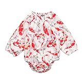 (プタス)Putars ベビー服 子供服 ロンパース 女の子 パフ袖 カープ柄 春 夏 新生児 歩行服 出産お祝い 記念日 プレゼント 0-24ヶ月