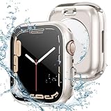 YOFITAR for Apple Watchケース 防水 45mm 44mm 41mm 40mm アップルウォッチ液晶保護フィルム+防水保護ケース+背面保護ケースの3in1デザイン Series 8/7/6/SE/5/4 高タッチ感度 PC素材 全面保護 衝撃吸収 耐傷(Series6/SE/5/4,44mm,スターライト）