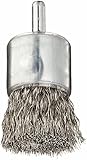 Weiler Wire End Brush, Coated Cup, Round Shank, Stainless Steel 302, Crimped Wire, 1" Diameter, 0.01