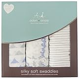 エイデンアンドアネイ ADEN+ANAIS おくるみ バンブー 3枚セット シルキーソフト モスリン スワドル (METALLIC BLUE MOON BIRCH) [並行輸入品]