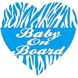 TREZ BABY ON BOARD HEART ZEBRA LUXURY ハート ゼブラ ラグジュアリー ステッカー 【BABY IN CAR】 (ライトブルー)