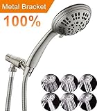 (Nickel) - G-Promise Brushed Nickel High Pressure Shower Head Premium 6 Spray Setting Hand Held Show