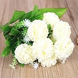 1つのブーケ8つのヘッド人工花アジサイブーケシルクフラワー造花ホームウェディングパーティーの装飾 (白)