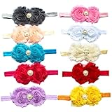 （イーエフイー）EFE 10本セット　子供ヘッドバンド　双子の花　ローズ　ビーズ　ソフト　ストレッチ　10色