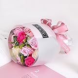 Arbeflo プレゼント 花束 フラワーギフト 手作り花束 石鹸花 プレゼント バレンタインデー 母の日 誕生日 結婚祝い 結婚記念日 (ピンク)