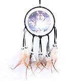 GSHAハンドメイドWolf / Bear / Eagleドリームキャッチャー壁吊り下げ装飾工芸ギフト ブラウン 9AH-00165