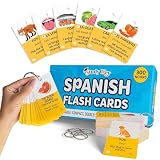 語彙フラッシュカード300枚 | 両面英語-スペイン語バイリンガルフラッシュカード 大人&子供用 12歳以上 | ポータブル名詞フラッシュカード 大人初心者向け スペイン語を学ぶ