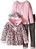Little Lass Little Girls' Toddler 3 Piece Faux Fur Jacket Set Cheetah Ears Pink 4T [並行輸入品]