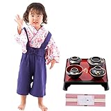 FUN fun (ファンファン) お食い初め 服 袴ロンパース 紅白麺 女の子 サスペンダー パープル 60～70cm