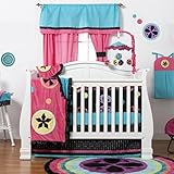 One Grace Place Magical Michayla Infant Crib Bedding Set, Black/Pink/Turquoise by One Grace Place [並