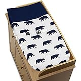 Navy Blue and White Changing Pad Cover for Big Bear Collection by Sweet Jojo Designs [並行輸入品]