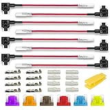 Kiligen 8個 12V-24V ミニ低背車平型ヒューズホルダー 配線追加 電源取り出し 平型 ヒューズる+6個ミニ無料ヒューズ付き+8個配線コネクター+8個プラスチックキャップ