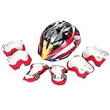 キッズ　子供用ヘルメット　自転車　アンチショツク　７点セット　膝・肘・腕保護 3組セット　防具　幼児用　通気性　サイクリング　調整可能　セーフティヘルメット　スポーツ＆アウトドア　四季通用-「ラッキー