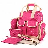 (Miwoluna) マザーズバッグ マザーバッグ 6点セット リュック ショルダー 多機能 3Way おむつ替えシート 保温冷 防水 軽量 大容量 (ピンク)