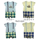 【SiShuNon/シシュノン】ゾウサスペンダー半袖ロンパースゾウ サスペンダー 半袖ロンパース 80 7 ブルー