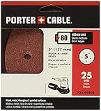 PORTER-CABLE 735500825 5-Inch 80 Grit Five-Hole Hook & Loop Sanding Discs (25-Pack) [並行輸入品]