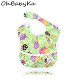 OHBABYKAベビー用エプロン 保育園 給食 ポケット付き アニマル 動物 お食事エプロン 赤ちゃん用エプロン 離乳食エプロン よだれかけ スタイ 棘皮動物 ふくろう きりん しまうま カエル 亀 