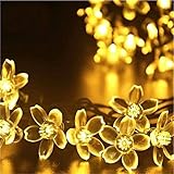 KJshop イルミネーションライト ストリングライト 花形 LEDライト 電池式 防水IP43 2種点灯モード 5m 50球 ウォームホワイト (電池式、5m、50球, ウォームホワイト)