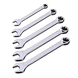 レンチツールセット5ピース10?19ミリメートルギアラチェットレンチキーギヤードスパナセットのキーオープンエンドトルクラチェットスパナ組み合わせ