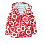 PAPA KIDS　ベビーキッズコート キッズ 子供 女の子 花柄 vキッズウイ ンドブレーカー レイン コート 子供服 (130cm, レッド)