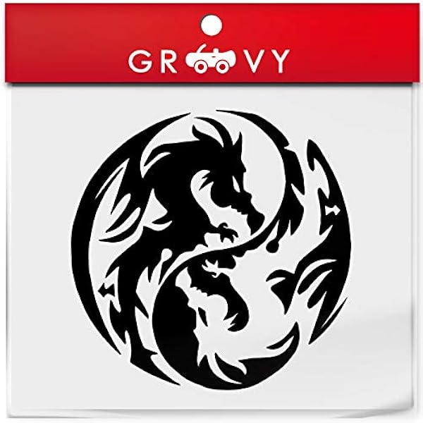 Amazon 龍 ドラゴン 龍神 陰陽 ステッカー 勾玉 竜 開運 お守り ステッカー かっこいい かわいい おしゃれ 車 ブランド アウトドア シール おもしろ 風水 グッズ 1178 ブラック ステッカー デカール 車 バイク