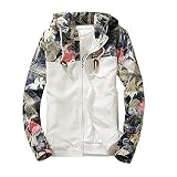 上着 Timsa メンズ アウター カジュアル スウェット 花柄 スプライス スウェット フード付き ブルゾン ドローストリング コート ジャージ 秋冬春 長袖 防寒服 男の子 運動風 トップス 通勤