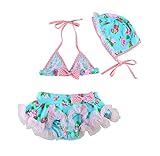 「楽々セレクトショップ」DUDU&MUMU正規品　大人気　可愛い子供用水着 女の子 花柄　リボン付き スクール セパレート 上下セット 女児 ガールズ ビキニ キャップ付き 海水浴 スイミング ベビー