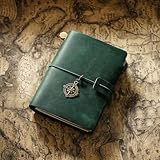 Percy’s Caravan トラベルノート レザー 手帳 日記 スケジュール帳 リフィル交換可能 旅行記 収納ポケット付き カードフォルダー付き (グリーン)