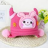 防寒 ニット帽子 女の子 男の子 可愛い 防寒帽子 ボンボン付き 2017 新製品 red