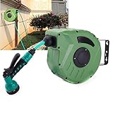 Carejoy　10m緑のリトラクタブルウォーターガーデンホースリールガーデンホースリールウォータードラム洗車用の自動引き込み式ホースリール