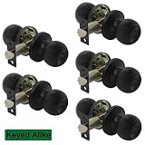 ProbricoエントリドアノブベッドとバスハンドルレバーEntrance Keyed Alike Locksetドアハードウェア5パック Door Knob-Style 607 ブラック DL607
