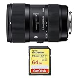 Sigma AF 18-35mm f/1.8 DC HSM レンズ Canon用 ボーナスサンディスク 64GB Extreme SD メモリー UHS-I カードと90/60MB/s読込/書込機能付き