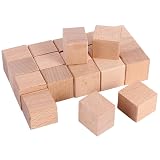 Operitacx 木製ブロック 20個セット 3×3×2cm 無塗装 木材ブロック ウッドクラフト素材 スタンプ台 工作 DIY スクラップブッキング用
