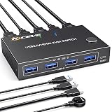 HDMI KVM切替器2ポート、USB3.0切替器4K@60Hz 2入力1出力KVM HDMIスイッチャー4 つの USB 3.0 ポートワイヤレスキーボード、マウスサポート、EDID機能搭載