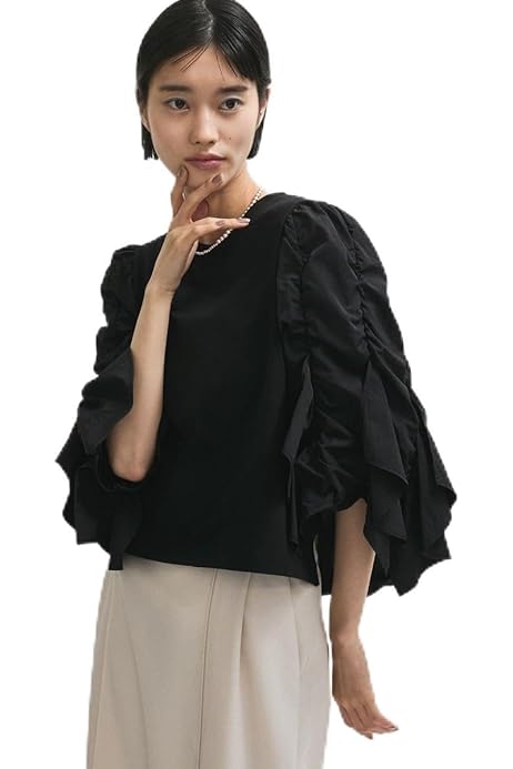 【美品】SHIPS 接触冷感 手洗い可能ボウタイ ショート スリーブ ブラウス シップス SHIPS * 〈接触冷感 / 手洗い可能〉ボウタイ ショート