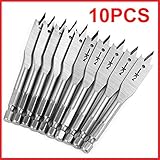 10ピース1/2インチフラットドリルビット高炭素鋼木工フラットドリルセット用木材木材掘削ハンドドリルアクセサリー
