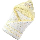 yougheny 赤ちゃん フカフカ おくるみ 産着 寝袋 あったか 90ｘ90cm 防寒 出産祝 ブランケット スリーパー 可愛い 新生児 幼児 プレゼント ベビー用品 冬 お出掛け (イエロー)